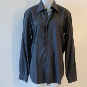 Authentic Mens Versace Classic V2 Charcoal Gray Button-Up Dress Shirt 16